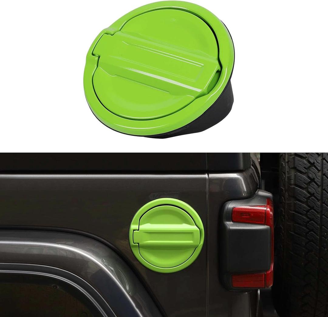 for JL Fuel Filler Door Gas Tank Cap Cover Fit for 2018-2026 Jeep Wrangler JL & Unlimited Sport Rubicon Sahara 2/4 Door, Aluminum Fuel Door Exterior Accessories(Green)