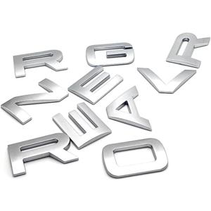 3D Raised Front Head ABS Letter Decal Emblem Tailgate Letters Rear Emblem Nameplate Sport Badge Compatible with RxxxE and RxxxR (Matte Silver)