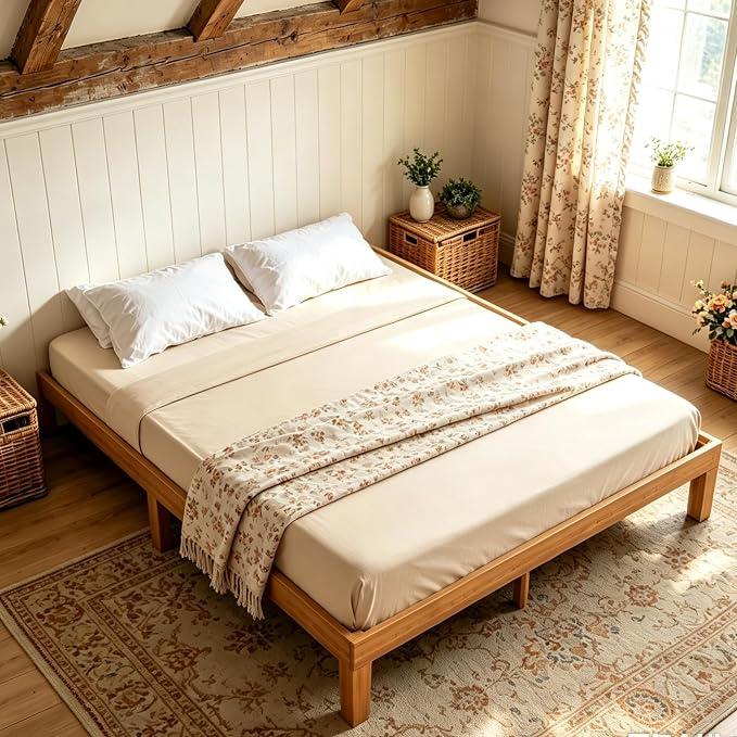 Sweetcrispy Queen Size Bed Frame, Platform Bed Frame, 12 Inch
Queen Bed Frame, 12 IN Heavy Duty Wooden Slat Platform Bedframe, Underbed Storage, 700 LBS Capacity, No Box Spring Needed