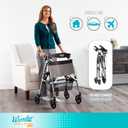 Stander Wonder Rollator Plus Short, Lightweight Junior Folding Mobility Aid for Petite Adults, Seniors, and Elderly, Collapsible Travel Rolling Walker with Four Wheels and Seat, Vivid White