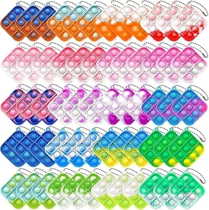 Christmas 20Pcs Mini Pop Push It Keychain Fidget Toy Pack,Mini Pop Push It Bubble Fidget Sensory Toys,Toys for Kids Adult Gifts