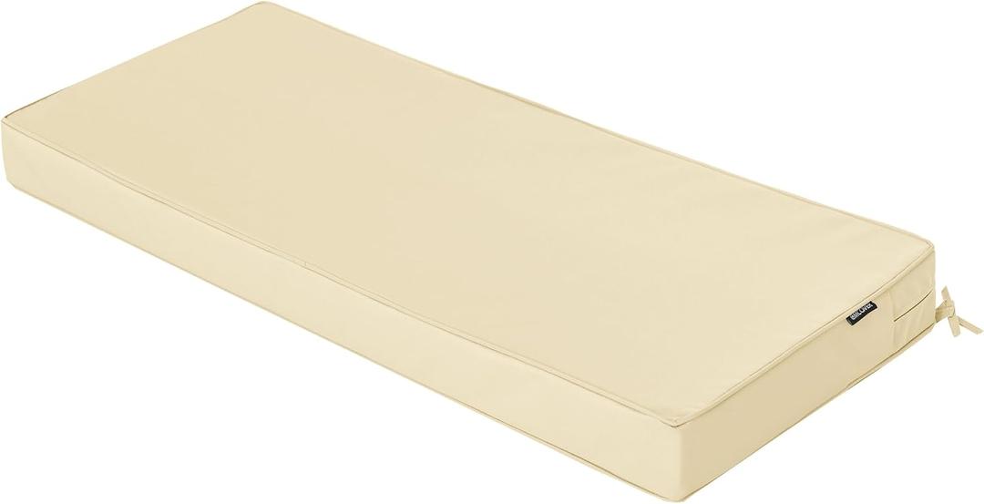 Outdoor Bench Cushions 45 x 18 Inch Thick Waterproof Porch Swing Cushions with Tie Patio Furniture Chair Cushion Bench Pad Color Fastness Backyard Seat Pads Beige, 45"x18"x3"
