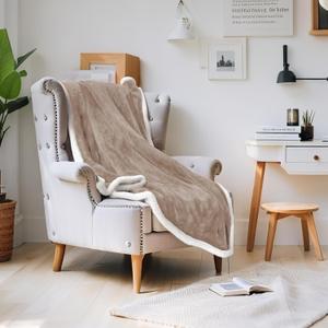 Electric Heated Throw Blanket 50x60 Inch - Super Soft Flannel, 4 Heat Settings, 3H Auto Shut Off, Machine Washable, Ideal for Couch & Cold Nights (Light Brown)