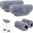 4-Pack Premium Fluffy Crutches Padding, Ultra-Soft Breathable Crutch Pads for Armpits and Hand Grips, Machine Washable Crutch Cushions, Comfort Fit for Adults and Youth (Gray)