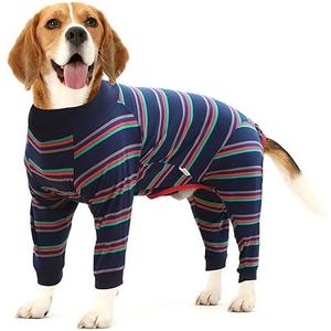 Dog Recovery Suit Abdominal Wound After Surgery Wear Prevent Licking Wounds E-Collar & Cone Alternatives Postoperative Shirt Dog Pajamas Long Sleeve Prevent Shedding (X-Small, Blue)