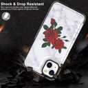 LETO for iPhone 13 Mini Case,Flip Folio Leather Wallet Cover with Fashion Flower Designs for Girls Women,Built-in Card Slots Kickstand Protective Shell Roses and Marble