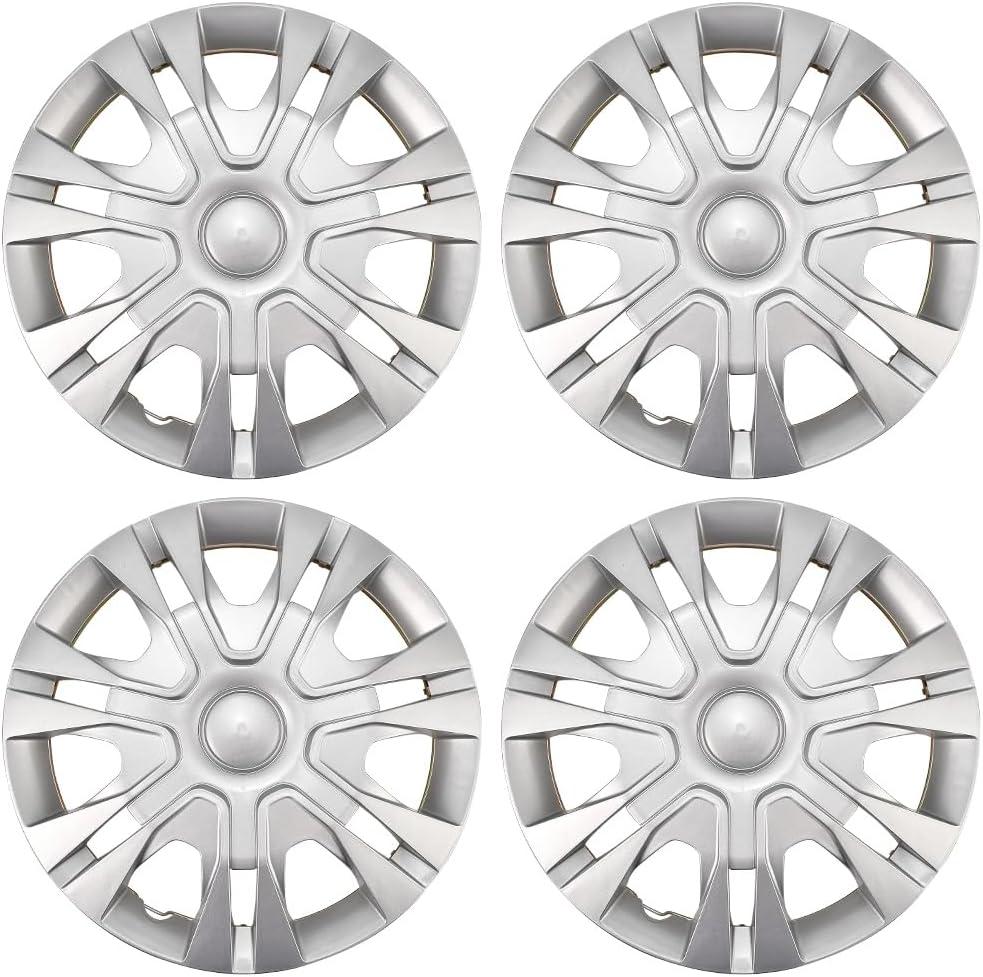 12 Inch Wheel Rim Cover Set of 4 Modern Style Hub Caps Silver ABS Plastic Car Hubcaps Anti-Scratch and Anti-Rust Waterproof Hubcap Protecting Wheel Internals (Silver)