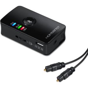HomeSpot Bluetooth 5.3 Transmitter Adapter for TV Audio Optical aptX Low Latency Delay, 3.5mm Aux RCA TOSLINK SPDIF Optical Input for Video Watching Home Stereo [Single Stream Version]