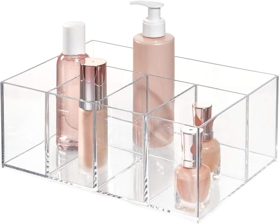 iDesign 5-Section Divided Vanity Organizer for Cosmetic Storage, Clear