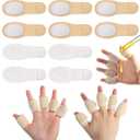 10 Pcs Finger Splints, Reusable Castor oil Finger Wrap for Thumb & Joint Pain Relief, Soft Cotton with Self-Adhesive, Adjustable & Breathable