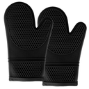 Silicone Oven Mitts Set Black Oven Mitts Heat Resistant 500F - Grippy Design, Soft Lining Silicone Oven Gloves - Oven Mits Set for Cooking Baking Kitchen Mittens Pot Holders, Sets of 2