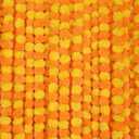 5 Feet Indian Marigold Garland for Decoration, Artificial Marigold Flowers for Diwali Halloween Day of Dead, Da de Los Muertos, Indian Wedding Flower Decoration (Yellow & Mango)