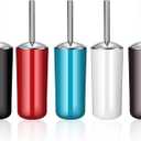 Toilet Brush and Holder Set of 2 | Great Value 2-Pack for Multiple Bathrooms | Sturdy Reinforced Handle for Durability | Discreet Enclosed Caddy | 360 Deep Cleaning Bristles | (Black)