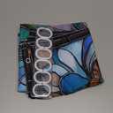 Abstract Stained Glass Shower Curtain Artistic Iris Floral Leaves Botanical Spring Summer Fabric Bathroom Decor Set,70x70 inch (Blue Green)