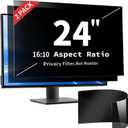 2 Pack- 24 Inch Curved Computer Privacy Screen Filter for 16:10 Widescreen Computer Screen Protector Computer Screen Privacy Shield Anti Glare and Blue Light