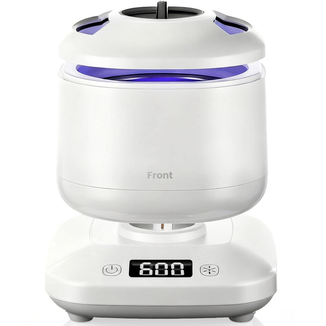 Portable Ultrasonic Retainer Cleaner, 42kHz High-Frequency, 4 Modes, IPX7 Waterproof Detachable Tank SUS304 Stainless Steel for Travel & Home Use, Fits Full Dentures (Ivory White)