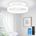 VOLISUN 13 inch Small Ceiling Fans with Lights and Remote, Low Profile Ceiling Fans with Light, 3000K-6500K Dimmable LED Ceiling Light Flush Mount, Bladeless Fandelier Ceiling Fan (White)