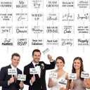 Beeveer 24 Designs Wedding Party Decorations Photo Booth Props Double Sided 13.4 x 5.5 Inch White Bridal Shower Photo Booth Props PVC Printing for Weddings Marriage Engagement Party Supplies