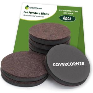 Furniture Sliders for Hardwood Floors 8 PCS - 4 3/4 inch Sliders for Moving Furniture  Felt Furniture Pads for Hardwood Floors Brown