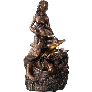 TERESA'S COLLECTIONS 21" Large Mermaid Water Fountains Outdoor with LED Light Auto Slient Pump, Water Features for Yards Patio Garden Balcony Porch, Mermaid Garden Gifts for Mom