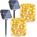 Joomer Solar Fairy Lights, 2-Pack Total 80FT 240LED Solar String Lights Outdoor Waterproof 8 Lighting Modes for Patio Fence Party Garden Yard Home Holiday Tree Outdoor Decoration (Warm White)