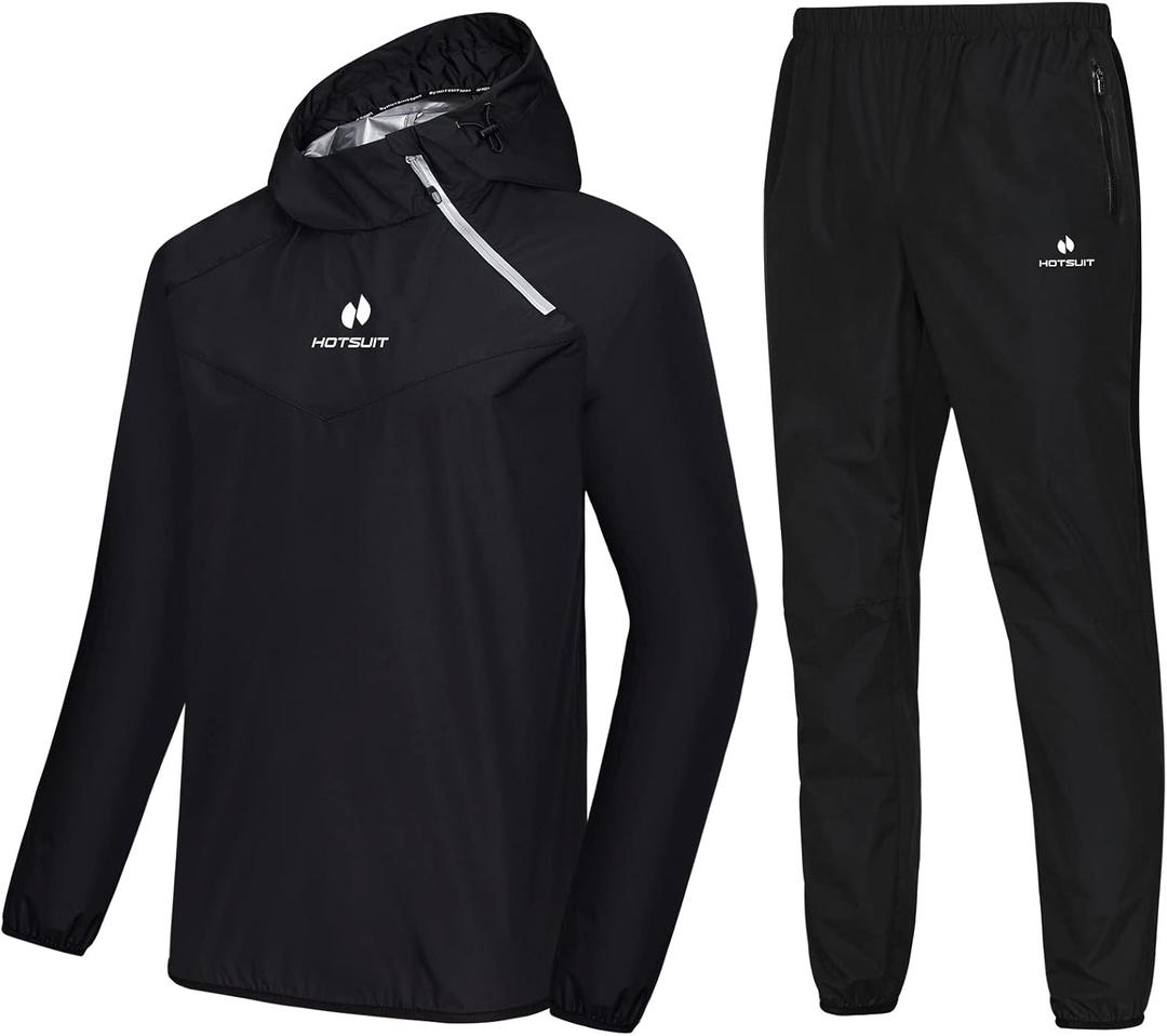 HOTSUIT Sauna Suit for Men Sweat Sauna Jacket Pant Gym Workout Sweat Suits (Small)