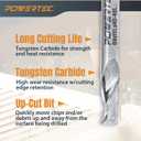 POWERTEC Single Flute Upcut Router Bit, 5/32" Shank, 5/32" Cutting Diameter, 25/64" Cutting Length, Woodworking CNC Router Bits, Metal Cutting Router Bits (73041)