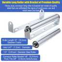 2 Pack 10 Inch Long Roller and Bracket Set, 1.5 Inch Diameter Galvanized Steel Conveyor Rollers, Support Rollers for Woodworking, Boat, Kayak, Bike, and Fence Applications