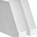 Amazon Basics Rectangular Plastic Desk Organizer, Magazine Rack, White, 2-Pack