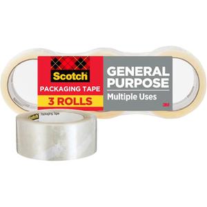 Scotch Lightweight Shipping Packaging Tape, 1.88 Inches x 54.6 Yards, 3 Rolls (3350-3)