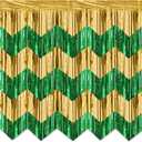 6 Pack 10 Ft Green Gold Foil Fringe Garland Metallic Streamers Tinsel Banner Wall Hanging Backdrop for Wedding Birthday Anniversary Party Decor (God&Green)