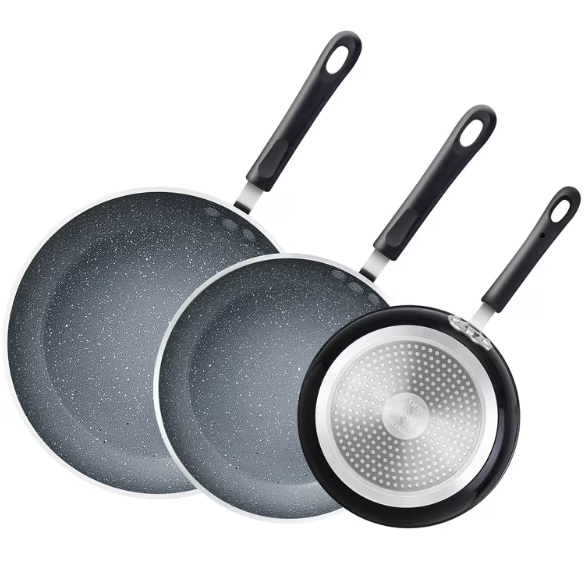 Cooks Aluminum Skillet Pan Set 3 Piece Skillet Set, Healthy Induction Cooking Pan, Stay-Cool Handle, Compatible with All Stovetops