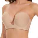 Women’s Backless Plunge Bra Strapless Sticky Push Up Adhesive Invisible Bras  80E