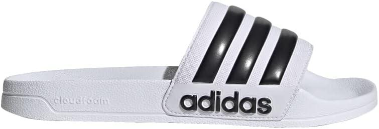 adidas Adilette Shower Slip On Unisex Shoes (11 Women/10 Men, White/Core Black/White)