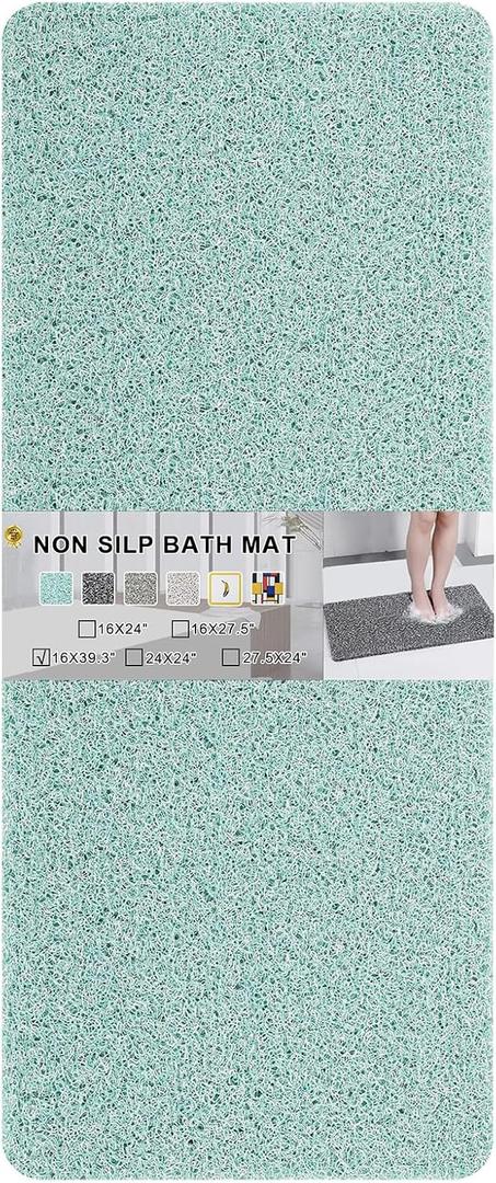 Nonslip Bathtub Mat, Anti Slip Bath Mat 0.6" Extra Thick, Quick Dry Bath Tub Anti Slip Shower Mat, Loofah Non-Slip Bath Mat for Tub Bathroom Pool Kitchen Entryway Home Hotel(Blue 16x39)