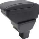 YJYWZH Double-Layer Armrest Box for Nissan Versa Almera 2020-2024 Car Center Storage Box Organizer Interior Hand Centre Consoles with 4 USB Port Cup Holder Black Accessories