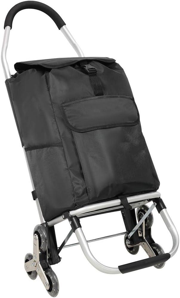 2 in 1 Stair Climbing Shopping Cart, 3-Wheel Lightweight Folding Grocery Trolley with Removable 40L Bag, Durable Aluminum Frame, Easy Stair Navigation, Ideal for Groceries & Laundry,Blue