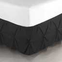 Nestl Pinch Pleat Twin Bed Skirt - 14" Drop, Premium Microfiber Black Bedskirt