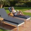 Chaise Lounge Cushions Outdoor Set of 2, 72 x 21 x 3 in, Dark Grey, 72" x 21" x 3" | 2 Pack