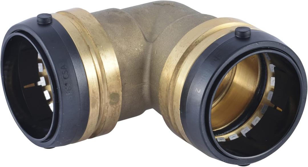 SharkBite 2 Inch 90 Degree Elbow, Push to Connect Brass Plumbing Fitting, Copper, PEX Pipe, Copper, CPVC, PE-RT, HDPE, UXL0254