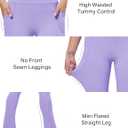 MAGCOMSEN Womens High Waisted Flare Leggings Tummy Control Yoga Pants with Pockets Mini Flared Bootcut Workout Casual (Purple, M)