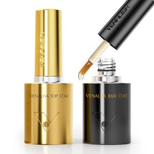 VENALISA 2 Pcs No Wipe Gel Top Coat and Base Coat Set- High Gloss Shiny Base Top Coat Gel Nail Polish Kit, Nail Art Home and Professional Manicure