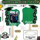24 Pcs Graduation Cutout Face Fans with Handle Double Sided Personalized Grad Party Supplies Class of 2026 Grad Photo Props Blank DIY Photo Frame Graduation Party Souvenirs(Classic,Green)