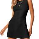 Wenrine Womens Summer Backless Mini Dress Tie Back Casual Sleeveless Slim Club Party Knit Tank Dresses Black L