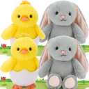 MaoGoLan 4Pcs Easter Stuffed Animals Bulk for Kids, 10 inch Floppy Bunny Stuffed Animals Plush Chick Toys Party Favors Birthday Decorations Girls Easter Gift Basket Stuffers