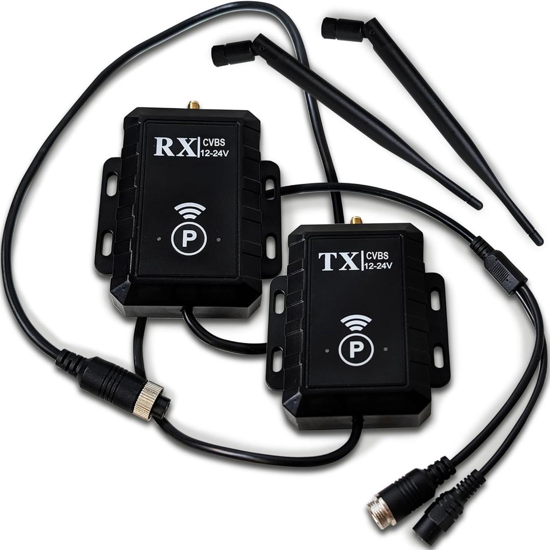 - Wireless Backup Camera Video Transmitter & Receiver Kit for Vehicle  CVBS NTSC 2.4G, Long Range 500m, Low Latency, 1224V, RCA or 4-Pin