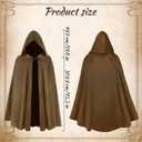 Renaissance Hooded Cloak Medieval Velvet Cape Wizard Witch Cloak Capelet Halloween Cosplay Costume for Women Men (Brown)