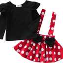 Baby Toddler Girl Polka Dots Fancy Dress Up Costume Birthday Party Tulle Dresses with Polka Dot Headband (12-18 Months, Long Sleeve)