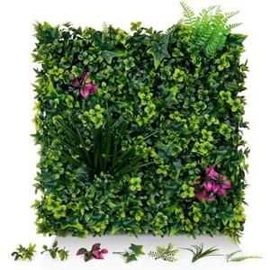 Artificial Grass Wall Panels, 20"x20" 12pcs Greenery Backdrop with Mint Plant Leaves, UV-Anti Fake Greenery Plant Boxwood Panels for Privacy Fence Screen, Outdoor Green Wall Decor for Patio Garden