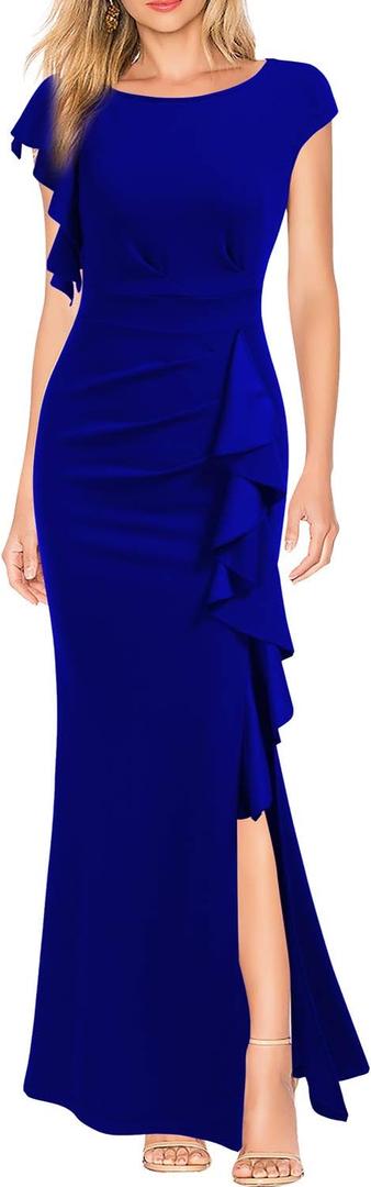 WOOSEA Women's Split Bodycon Mermaid Evening Cocktail Long Dress Royal Blue (M)